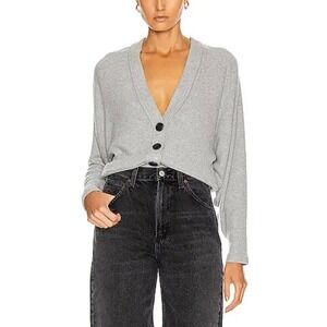 ENZA COSTA Sweater Knit Dropped Cardigan Womens Medium Gray Dolman Sweater NEW